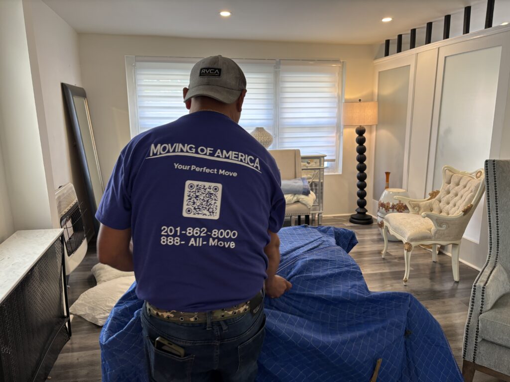 Local New Jersey movers preparing a truck for a Wood-Ridge move.